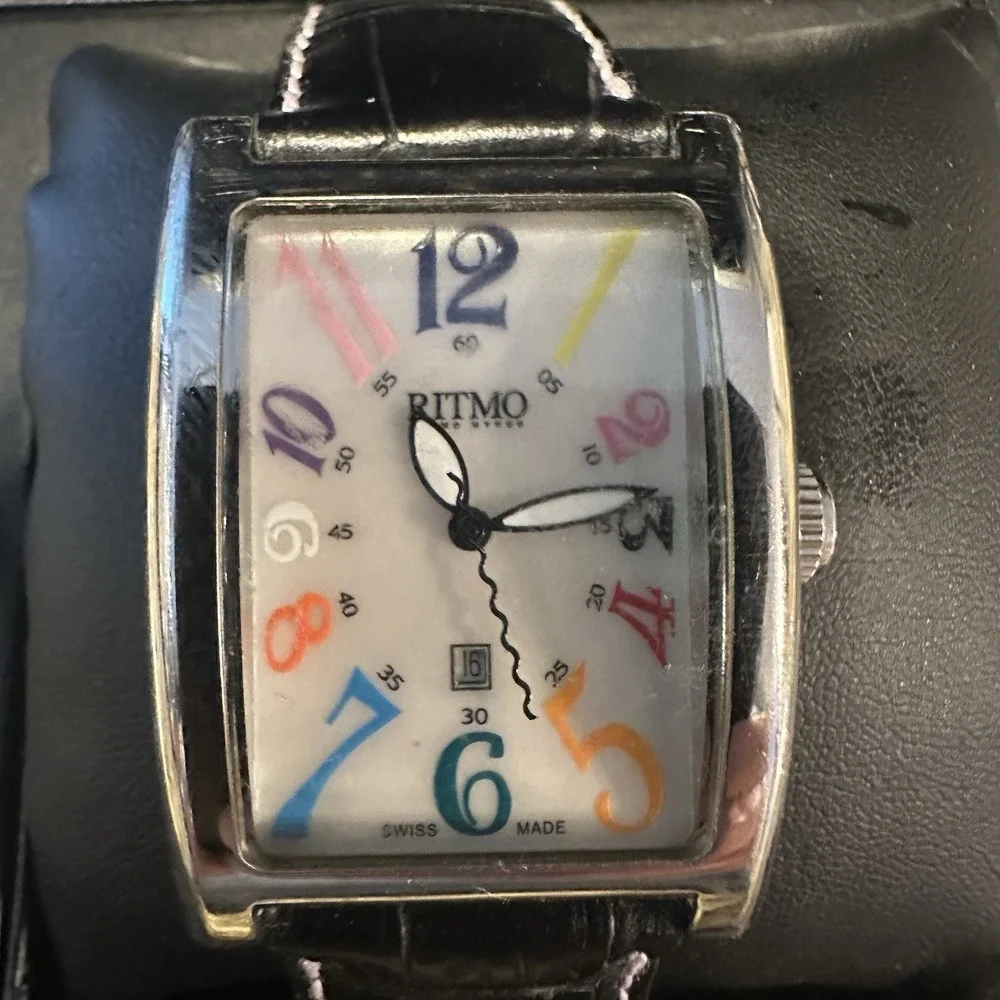 Ritmo Mundo Colorful Steel Rectangle Watch‎ With Box Automatic Needs Battery